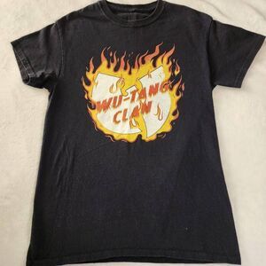 Wu Tang Black Tshirt With Flame Graphic Size Small
